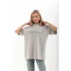 Unisex Taş Desenli Oversize T-Shirt - Gri - 96237 Unisex Taş Desenli Oversize T-Shirt - Gri - 96237