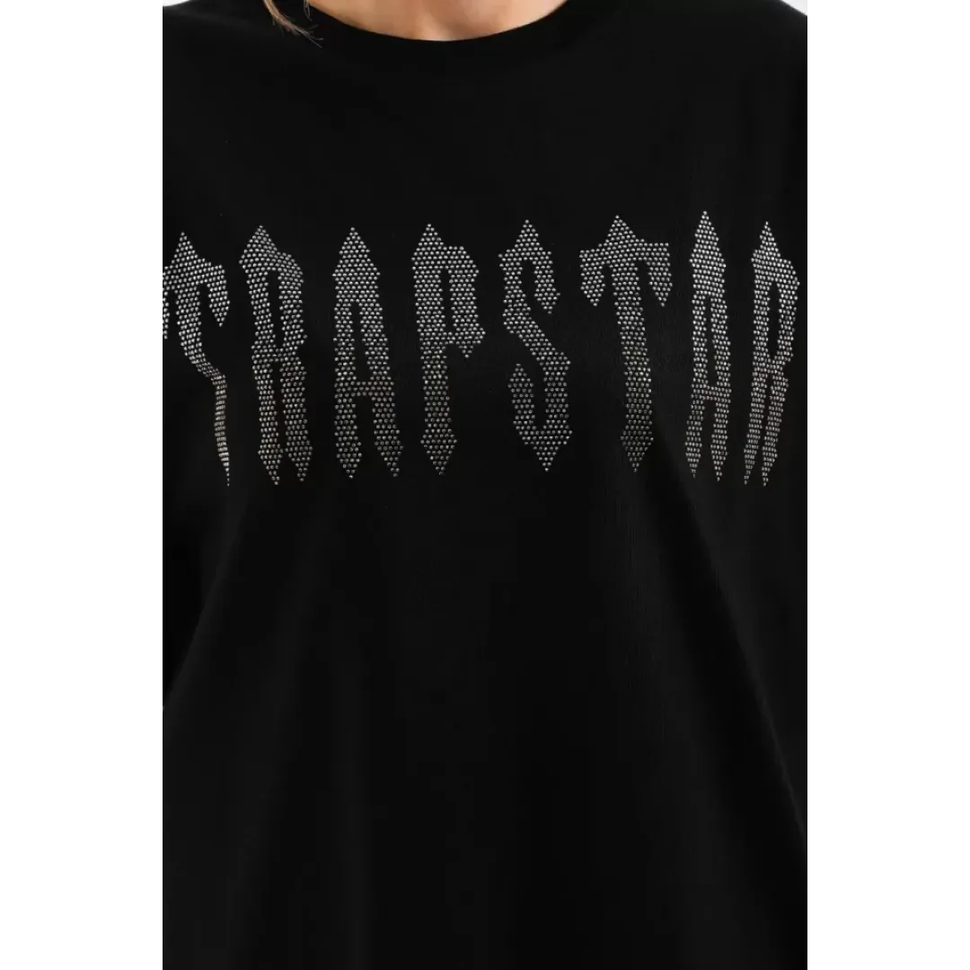 Unisex Taş Desenli Oversize T-Shirt - Siyah - 96238 Unisex Taş Desenli Oversize T-Shirt - Siyah - 96238