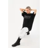 Unisex Taş Desenli Oversize T-Shirt - Siyah - 96238 Unisex Taş Desenli Oversize T-Shirt - Siyah - 96238