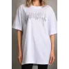 Unisex Taş Desenli Oversize T-Shirt - Beyaz - 96241 Unisex Taş Desenli Oversize T-Shirt - Beyaz - 96241