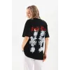 Unisex Baskılı Oversize T-Shirt - Siyah - 96244 Unisex Baskılı Oversize T-Shirt - Siyah - 96244
