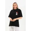 Unisex Baskılı Oversize T-Shirt - Siyah - 96244 Unisex Baskılı Oversize T-Shirt - Siyah - 96244