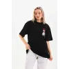 Unisex Baskılı Oversize T-Shirt - Siyah - 96244 Unisex Baskılı Oversize T-Shirt - Siyah - 96244