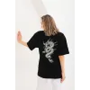 Unisex Baskılı Oversize T-Shirt - Siyah - 96245 Unisex Baskılı Oversize T-Shirt - Siyah - 96245