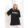 Unisex Baskılı Oversize T-Shirt - Siyah - 96247 Unisex Baskılı Oversize T-Shirt - Siyah - 96247