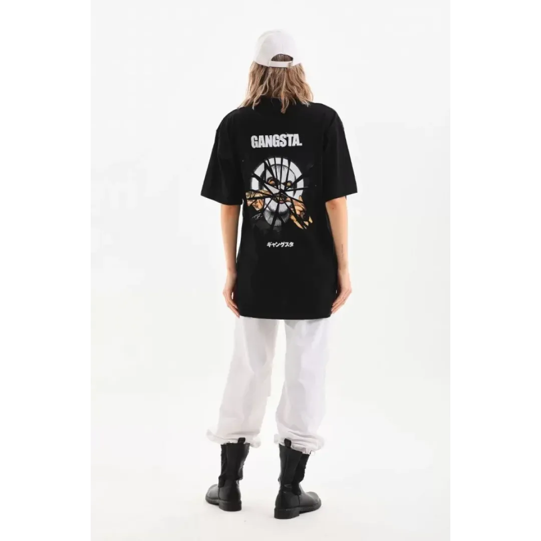 Unisex Baskılı Oversize T-Shirt - Siyah - 96247 Unisex Baskılı Oversize T-Shirt - Siyah - 96247