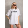 Unisex Baskılı Oversize T-Shirt - Beyaz - 96248 Unisex Baskılı Oversize T-Shirt - Beyaz - 96248