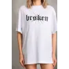 Unisex Baskılı Oversize T-Shirt - Beyaz - 96248 Unisex Baskılı Oversize T-Shirt - Beyaz - 96248