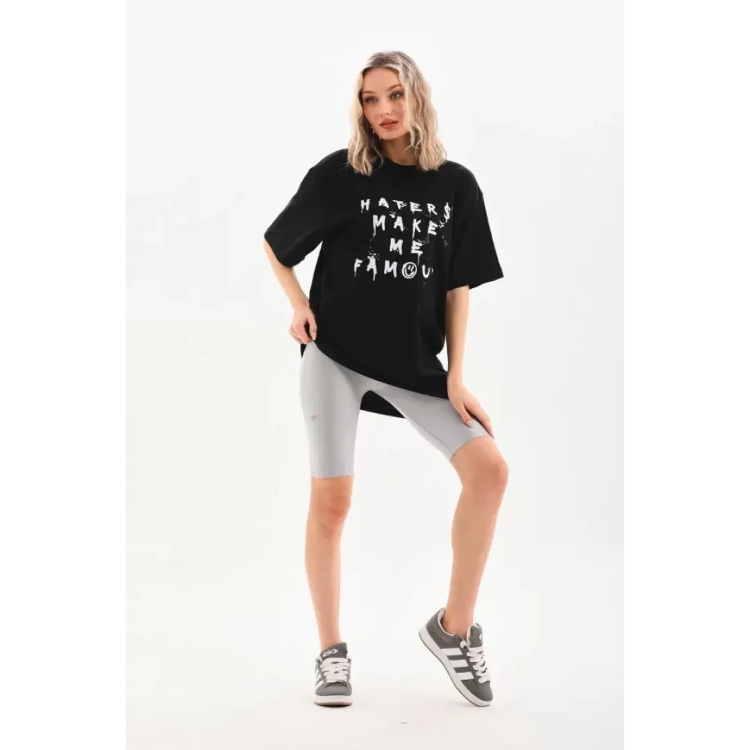 Unisex Baskılı Oversize T-Shirt - Siyah - 96250 Unisex Baskılı Oversize T-Shirt - Siyah - 96250
