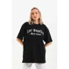 Unisex Baskılı Oversize T-Shirt - Siyah - 96251 Unisex Baskılı Oversize T-Shirt - Siyah - 96251