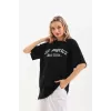 Unisex Baskılı Oversize T-Shirt - Siyah - 96251 Unisex Baskılı Oversize T-Shirt - Siyah - 96251