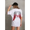 Unisex Baskılı Oversize T-Shirt - Beyaz - 96252 Unisex Baskılı Oversize T-Shirt - Beyaz - 96252