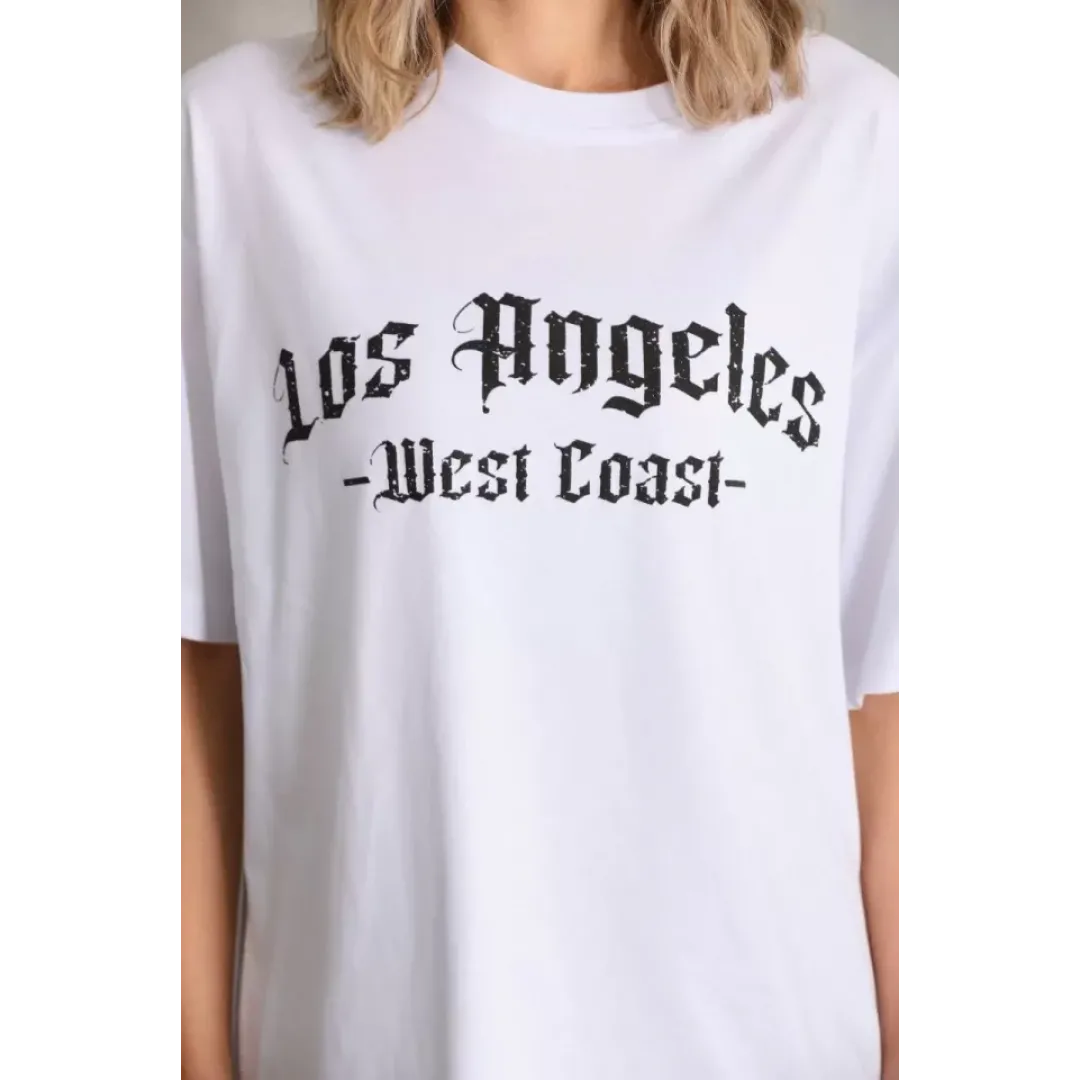 Unisex Baskılı Oversize T-Shirt - Beyaz - 96252 Unisex Baskılı Oversize T-Shirt - Beyaz - 96252