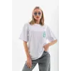 Unisex Baskılı Oversize T-Shirt - Beyaz - 96253 Unisex Baskılı Oversize T-Shirt - Beyaz - 96253