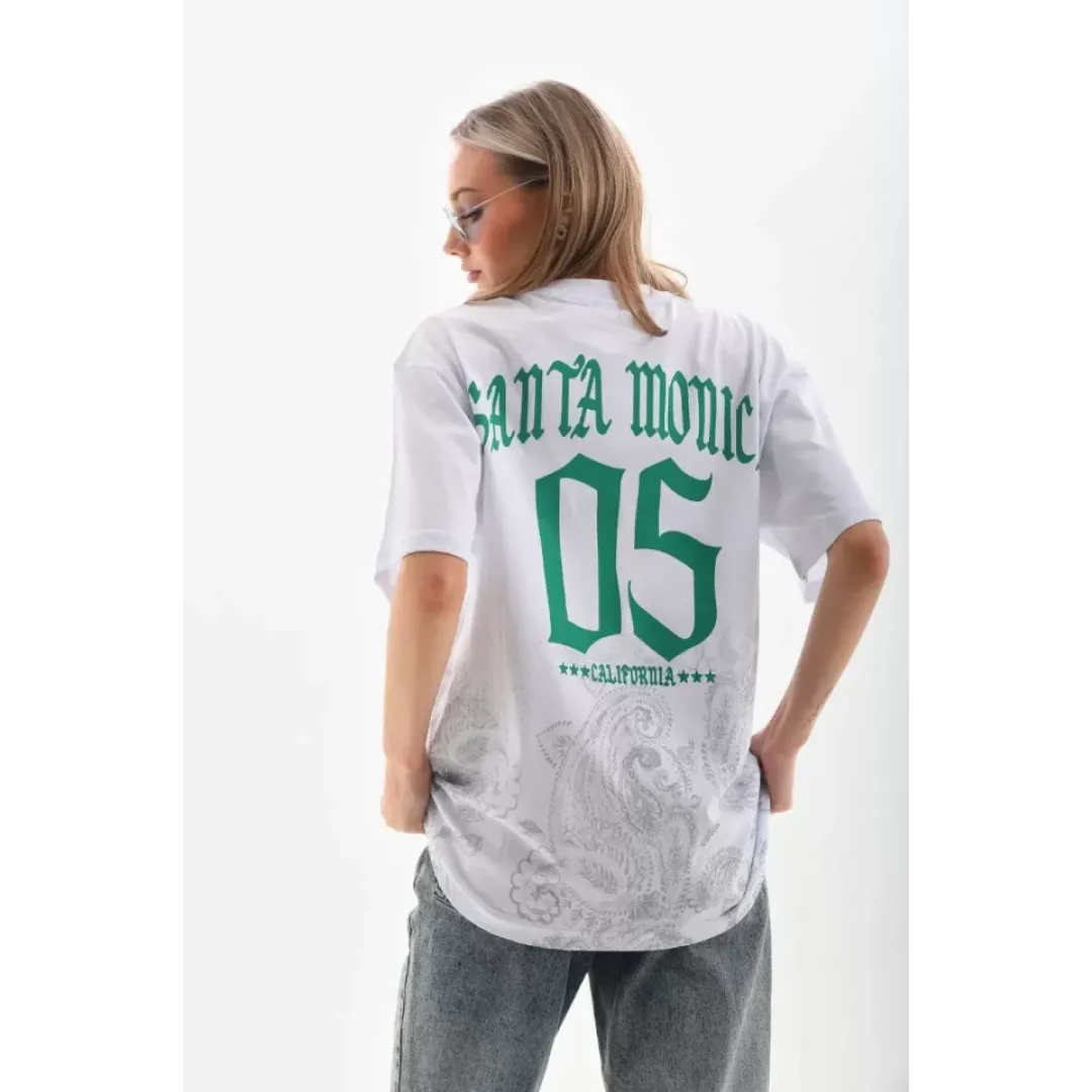Unisex Baskılı Oversize T-Shirt - Beyaz - 96253 Unisex Baskılı Oversize T-Shirt - Beyaz - 96253