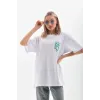 Unisex Baskılı Oversize T-Shirt - Beyaz - 96253 Unisex Baskılı Oversize T-Shirt - Beyaz - 96253