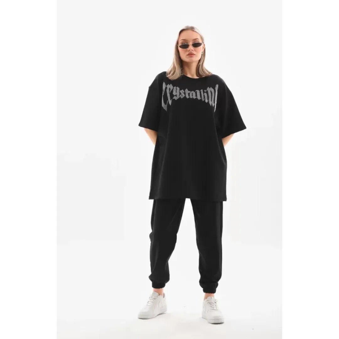 Unisex Taş Desenli Oversize T-Shirt - Beyaz - 96254 Unisex Taş Desenli Oversize T-Shirt - Beyaz - 96254
