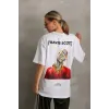 Unisex Baskılı Oversize T-Shirt - Beyaz - 96307 Unisex Baskılı Oversize T-Shirt - Beyaz - 96307