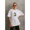 Unisex Baskılı Oversize T-Shirt - Beyaz - 96307 Unisex Baskılı Oversize T-Shirt - Beyaz - 96307