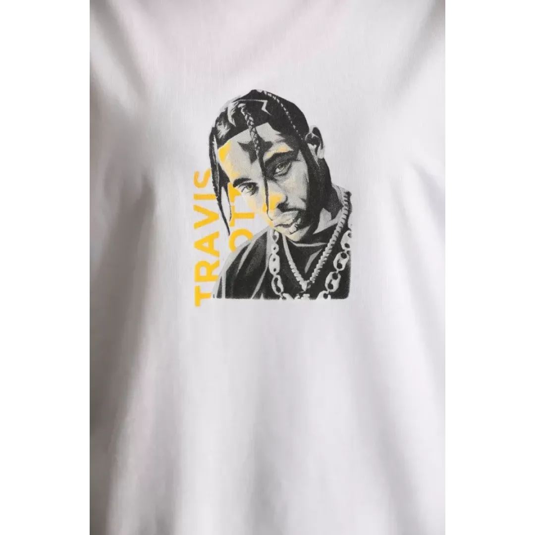 Unisex Baskılı Oversize T-Shirt - Beyaz - 96307 Unisex Baskılı Oversize T-Shirt - Beyaz - 96307