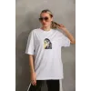 Unisex Baskılı Oversize T-Shirt - Beyaz - 96307 Unisex Baskılı Oversize T-Shirt - Beyaz - 96307