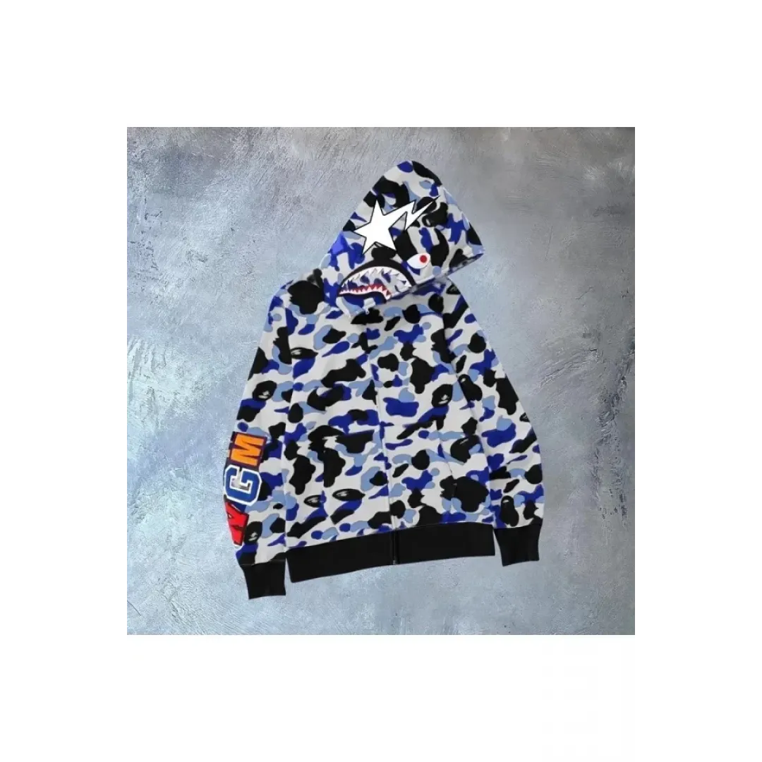 Erkek 2 İplik Bape Kapüşonu Fermuarlı Hırka - Gri - 96662 Erkek 2 İplik Bape Kapüşonu Fermuarlı Hırka - Gri - 96662