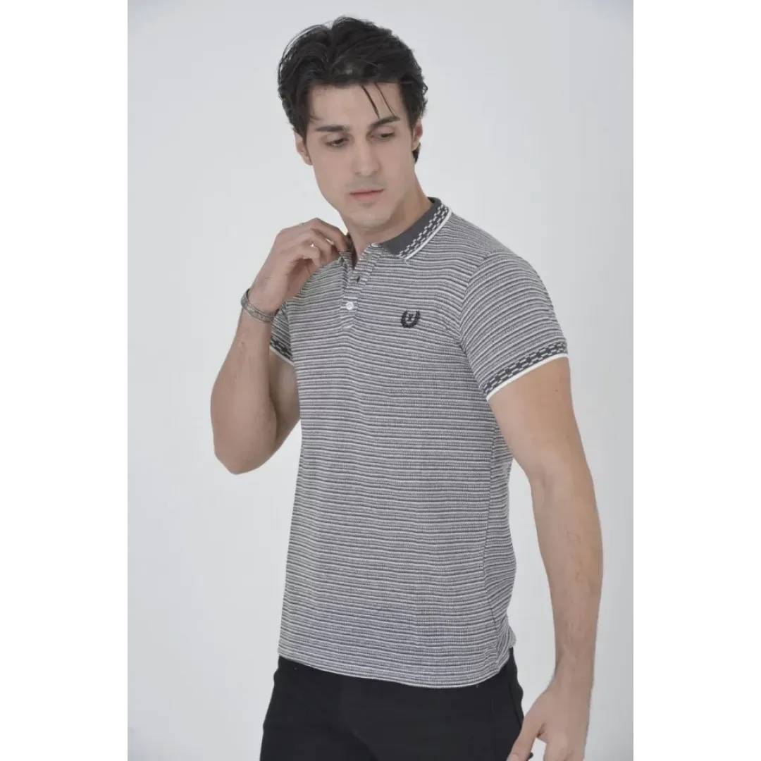 Erkek Yakalı Slim Fit Dokuma T-Shirt - Beyaz - 97363 Erkek Yakalı Slim Fit Dokuma T-Shirt - Beyaz - 97363