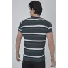 Erkek Yakalı Slim Fit Dokuma Çizgili T-Shirt - Haki - 97365