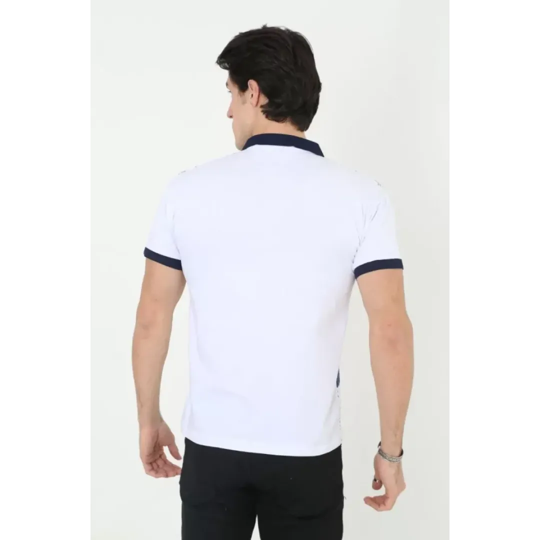 Erkek Yakalı Slim Fit Baskılı T-Shirt - Beyaz - 97389 Erkek Yakalı Slim Fit Baskılı T-Shirt - Beyaz - 97389