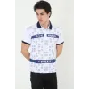 Erkek Yakalı Slim Fit Baskılı T-Shirt - Beyaz - 97389 Erkek Yakalı Slim Fit Baskılı T-Shirt - Beyaz - 97389