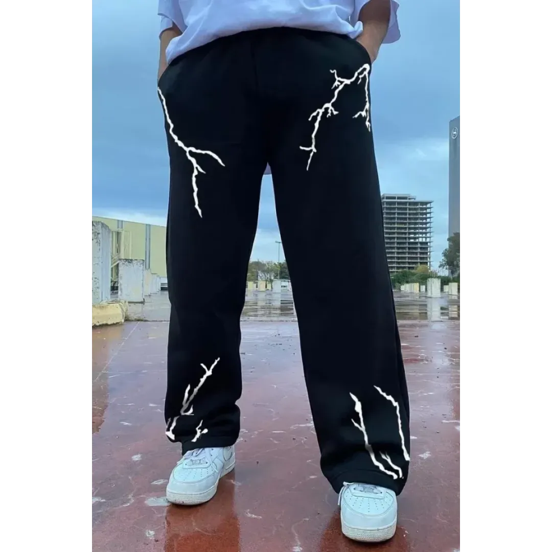 Unisex Dijital Baskılı Eşofman Altı - Siyah - 97622 Unisex Dijital Baskılı Eşofman Altı - Siyah - 97622
