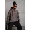 Erkek Maske Baskılı Kapüşonlu Sweat - Gri - 97908