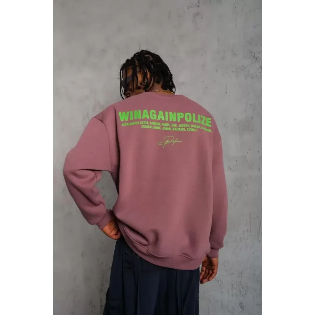 Erkek Baskılı Sweat - Gül Kurusu - 97909