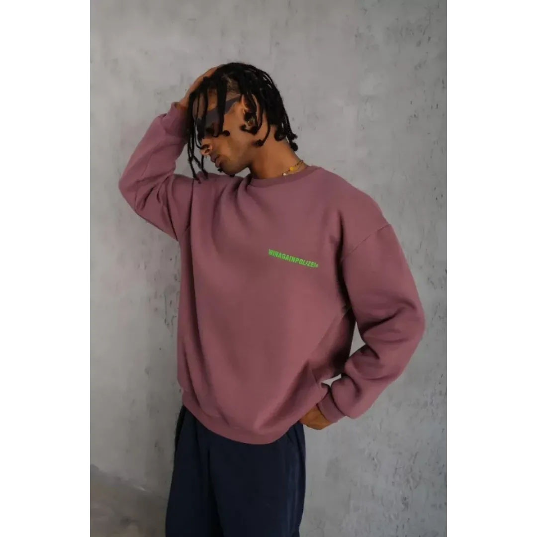 Erkek Baskılı Sweat - Gül Kurusu - 97909