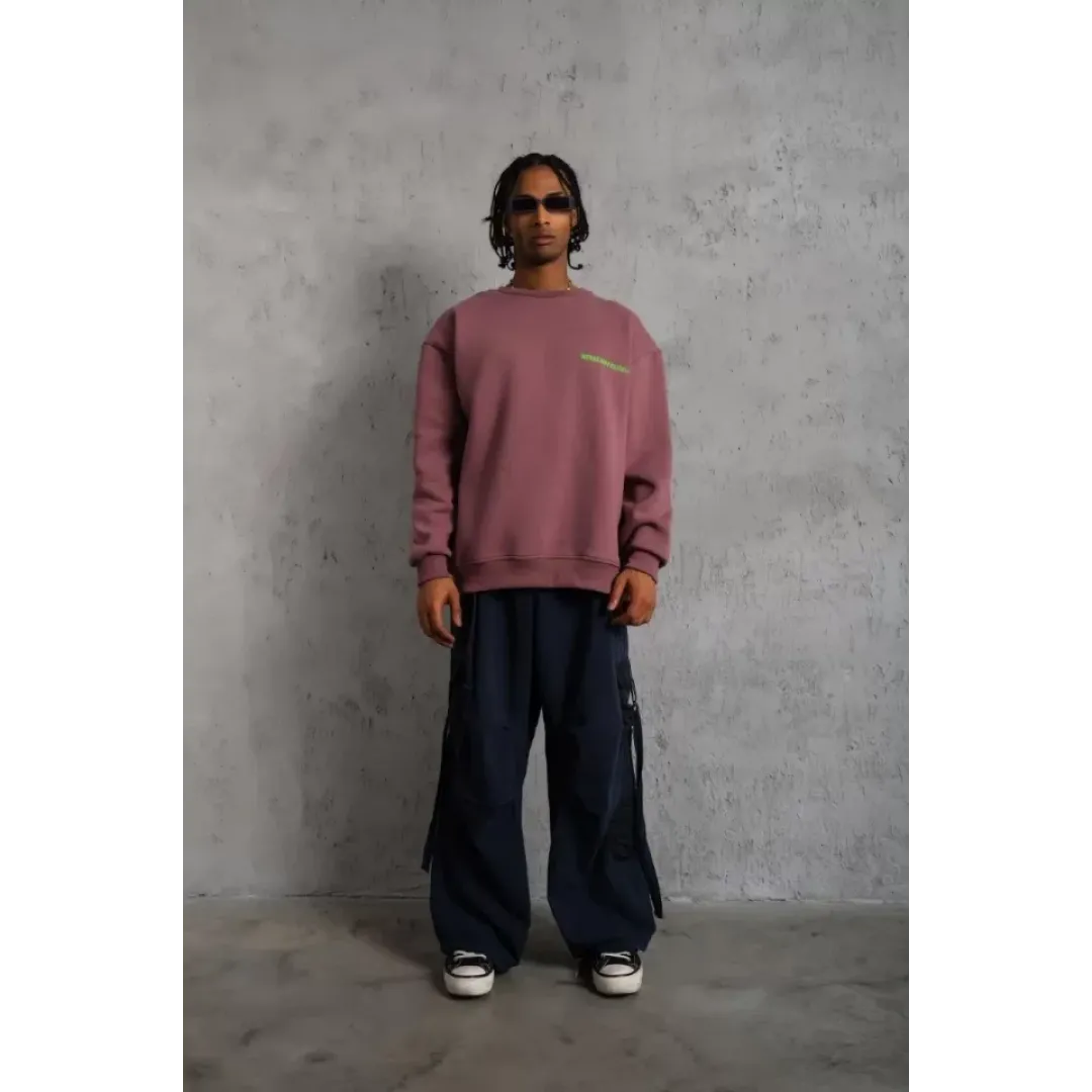 Erkek Baskılı Sweat - Gül Kurusu - 97909
