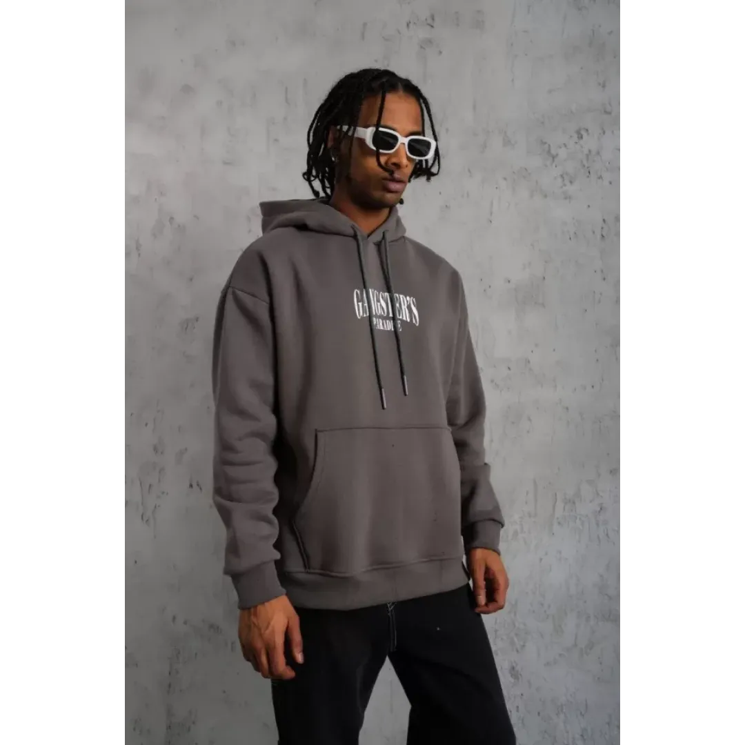 Erkek Paradise Baskılı Kapüşonlu Sweat - Gri - 97910 Erkek Paradise Baskılı Kapüşonlu Sweat - Gri - 97910