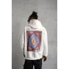 Erkek Kilim Desen Kapüşonlu Sweat- Beyaz - 97912 Erkek Kilim Desen Kapüşonlu Sweat- Beyaz - 97912