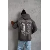Erkek 98 Baskılı Kapşonlu Sweat - Gri - 97914 Erkek 98 Baskılı Kapşonlu Sweat - Gri - 97914