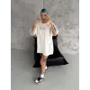 Unisex Baskılı Oversize T-Shirt - Beyaz - 98301 Unisex Baskılı Oversize T-Shirt - Beyaz - 98301