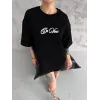 Unisex Baskılı Oversize T-Shirt - Siyah - 98308 Unisex Baskılı Oversize T-Shirt - Siyah - 98308