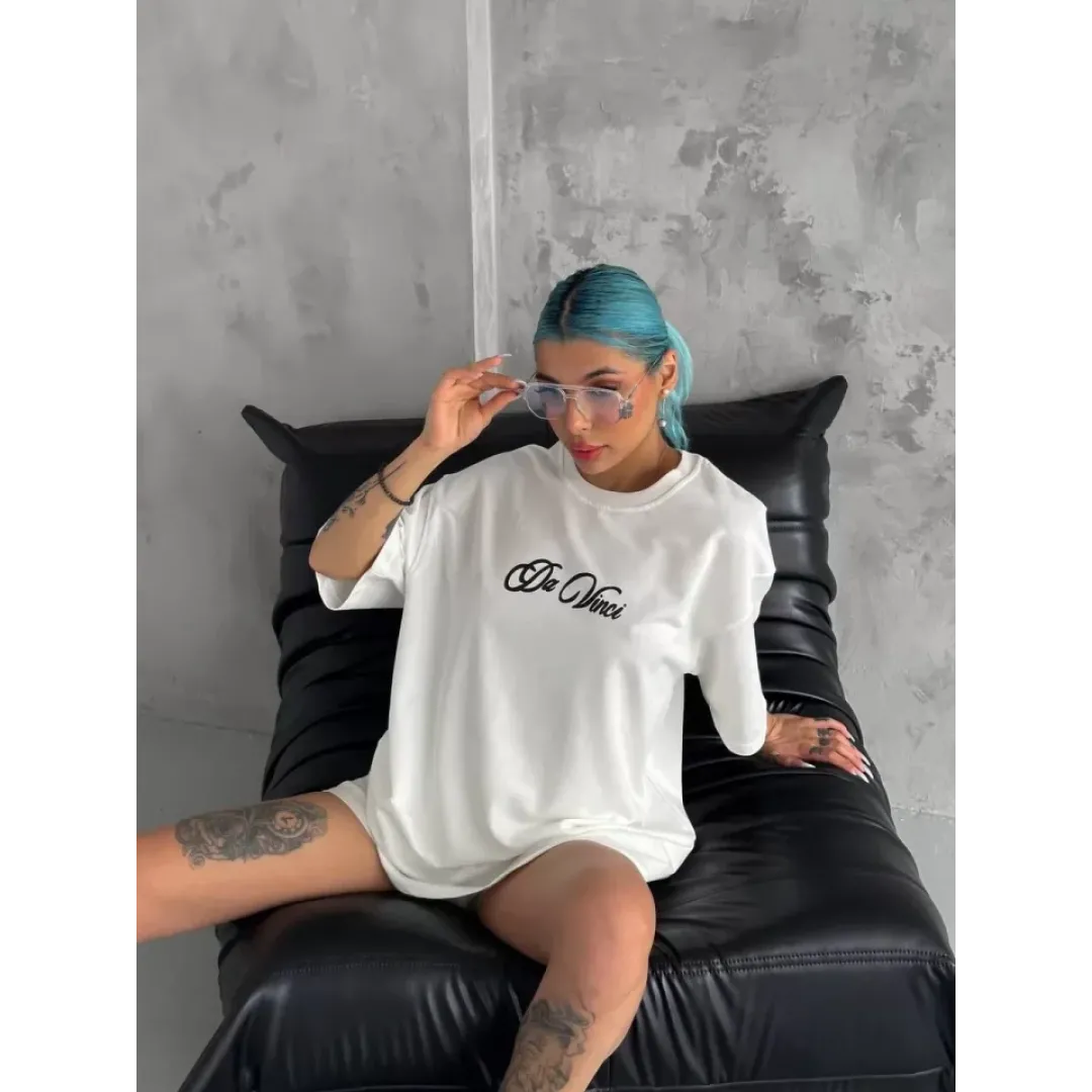 Unisex Baskılı Oversize T-Shirt - Beyaz - 98309 Unisex Baskılı Oversize T-Shirt - Beyaz - 98309
