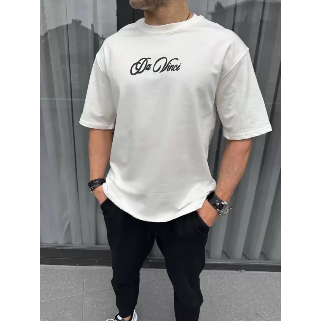 Unisex Baskılı Oversize T-Shirt - Beyaz - 98310 Unisex Baskılı Oversize T-Shirt - Beyaz - 98310