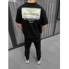 Unisex Baskılı Oversize T-Shirt - Siyah - 98311 Unisex Baskılı Oversize T-Shirt - Siyah - 98311