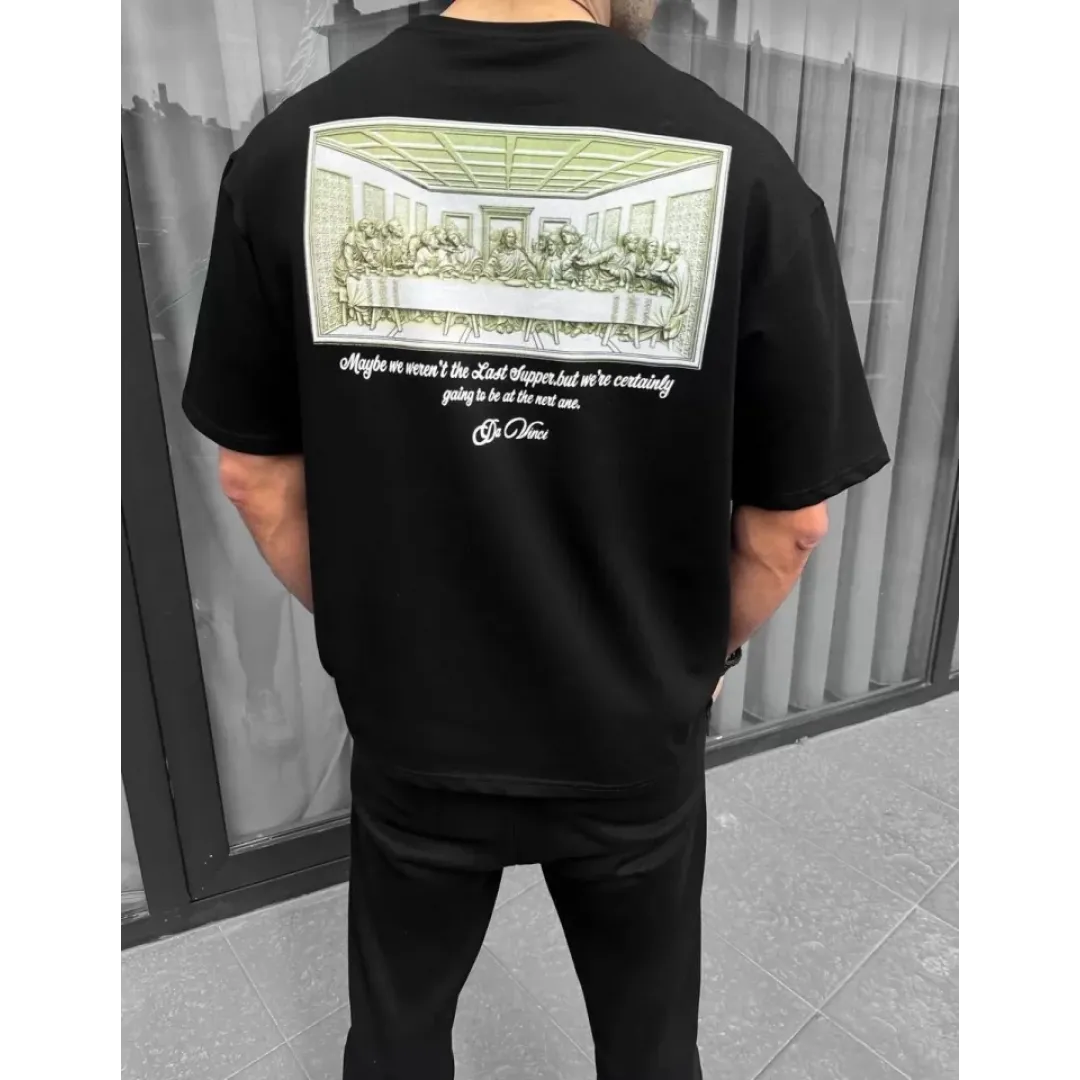 Unisex Baskılı Oversize T-Shirt - Siyah - 98311 Unisex Baskılı Oversize T-Shirt - Siyah - 98311