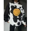 Smiley Face Kapüşonlu Sweatshirt - Siyah - 98618