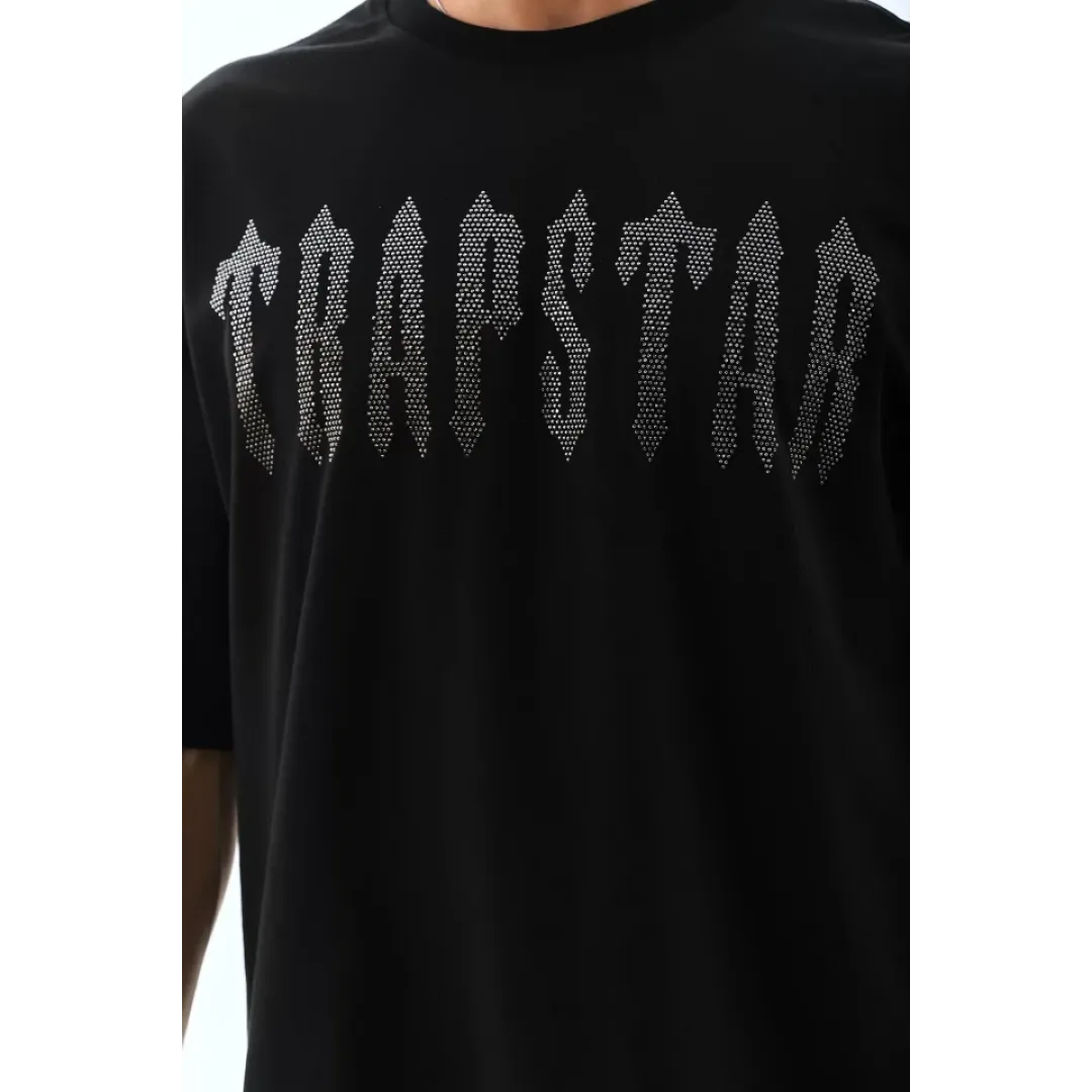 Unisex Oversize Taşlı Bisiklet Yaka T-Shirt - Siyah - 98623 Unisex Oversize Taşlı Bisiklet Yaka T-Shirt - Siyah - 98623