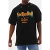 Unisex Kuşgözü Detaylı Baskılı Oversize T-Shirt - Siyah - 98629 Unisex Kuşgözü Detaylı Baskılı Oversize T-Shirt - Siyah - 98629