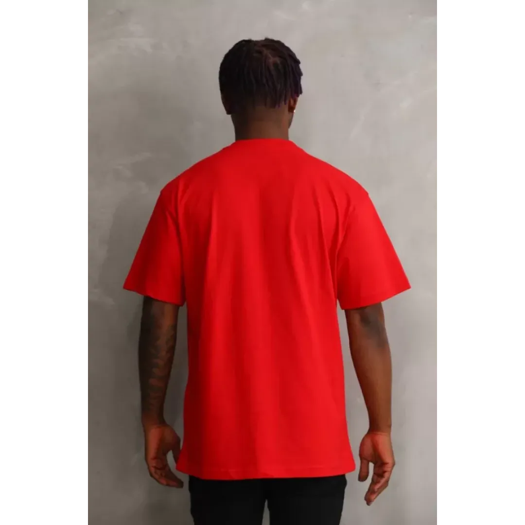 Unisex Baskılı Oversize T-Shirt - Kırmızı - 98631 Unisex Baskılı Oversize T-Shirt - Kırmızı - 98631