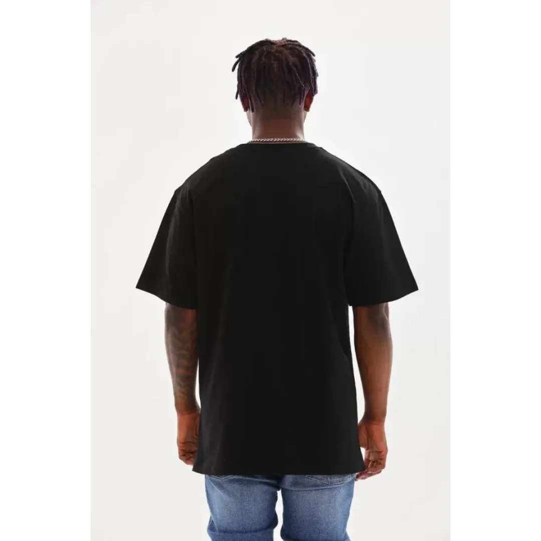 Unisex Baskılı Oversize T-Shirt - Siyah - 98632 Unisex Baskılı Oversize T-Shirt - Siyah - 98632