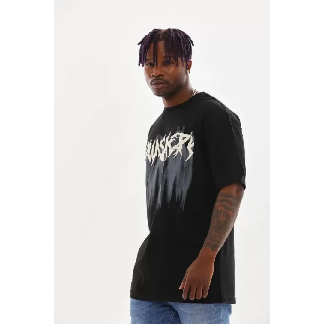Unisex Baskılı Oversize T-Shirt - Siyah - 98632 Unisex Baskılı Oversize T-Shirt - Siyah - 98632